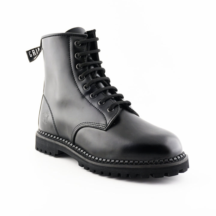 Grinders CEDRIC New Derby Rock 8 Eyelet Boots Black Cherry Red Lace Up