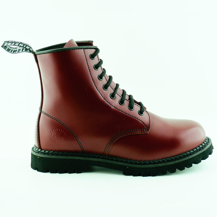 Grinders CEDRIC New Derby Rock 8 Eyelet Boots Black Cherry Red Lace Up