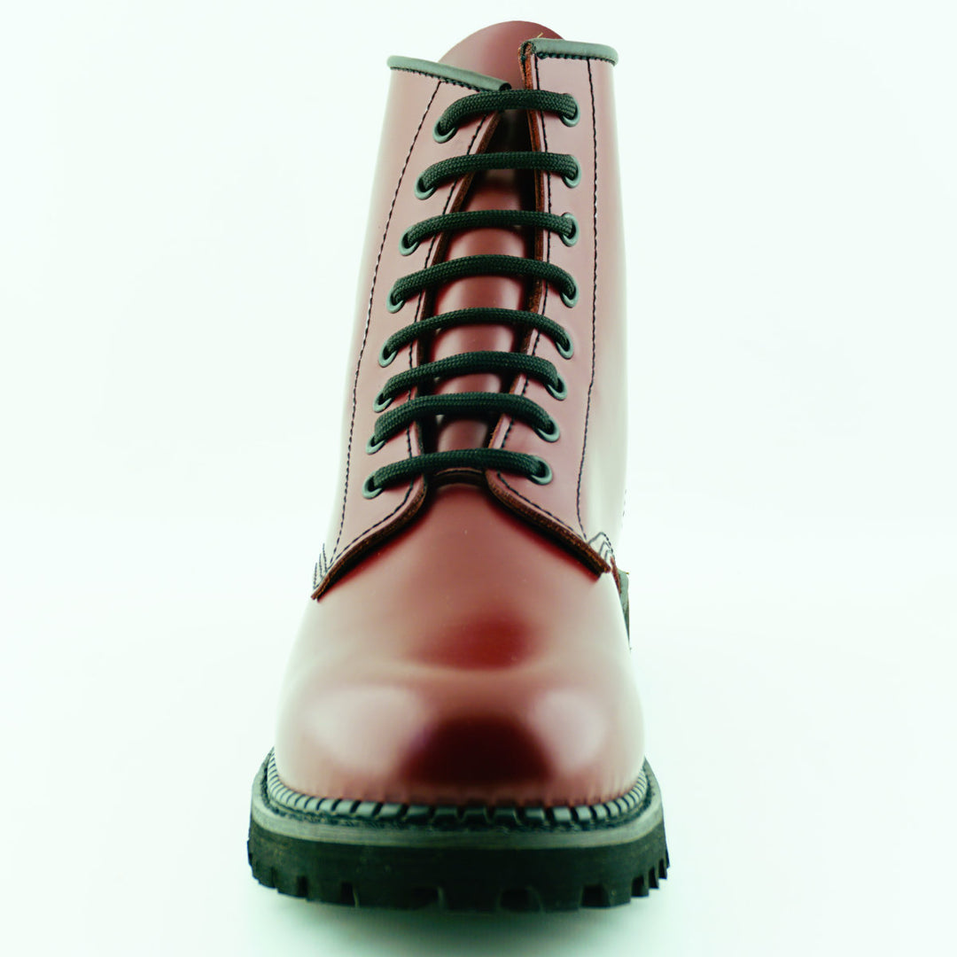 Grinders CEDRIC New Derby Rock 8 Eyelet Boots Black Cherry Red Lace Up