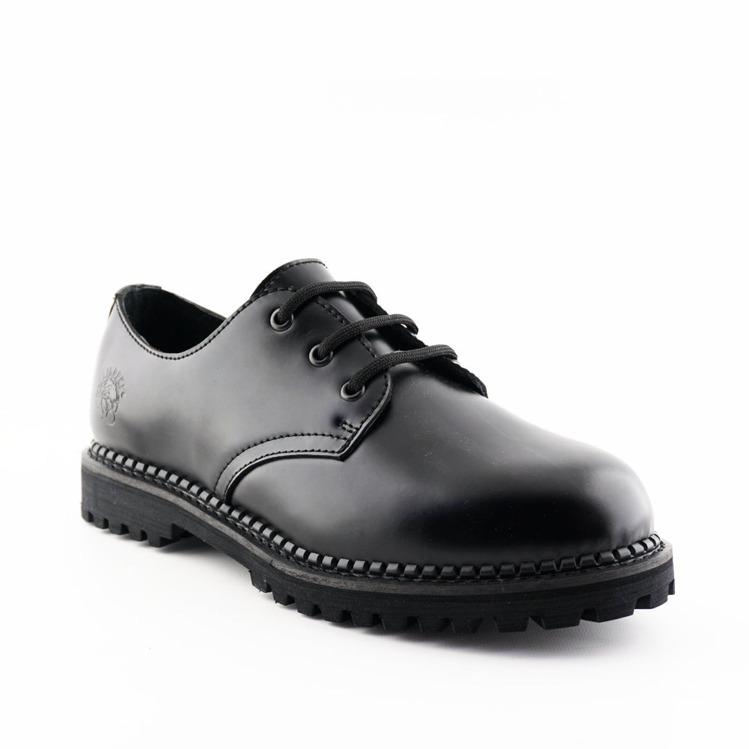 Grinders PERCIVAL New Lace Up Oxford Shoes Rock Black Leather