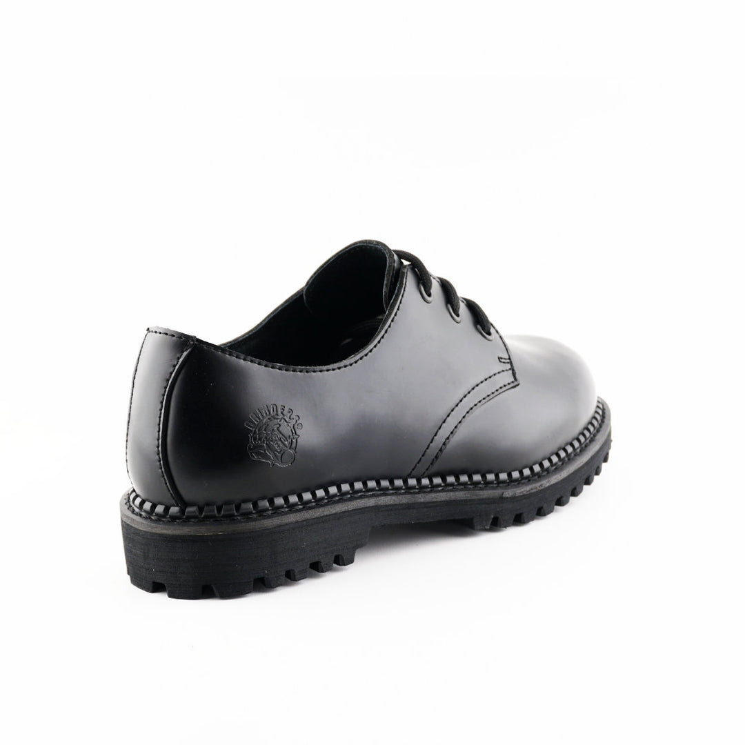 Grinders PERCIVAL New Lace Up Oxford Shoes Rock Black Leather
