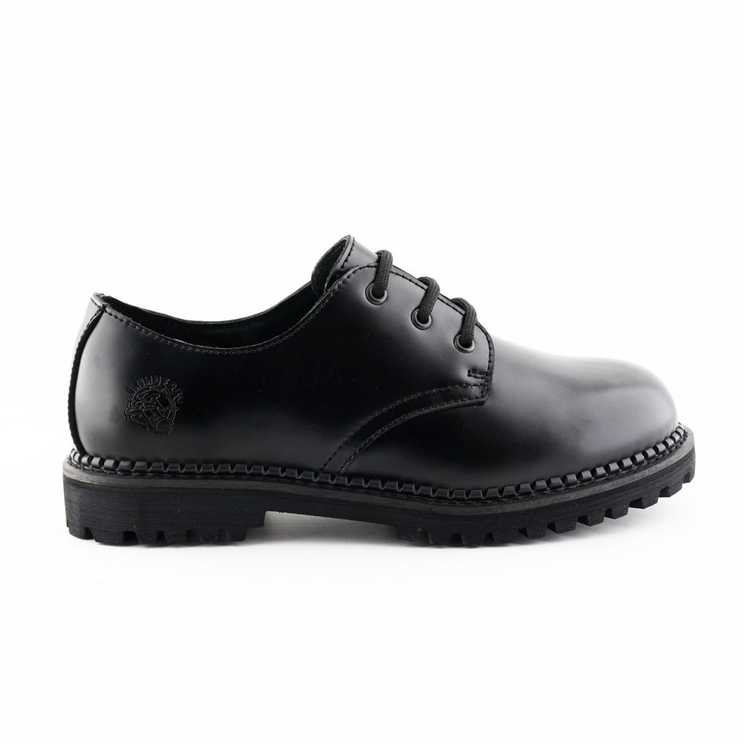 Grinders PERCIVAL New Lace Up Oxford Shoes Rock Black Leather