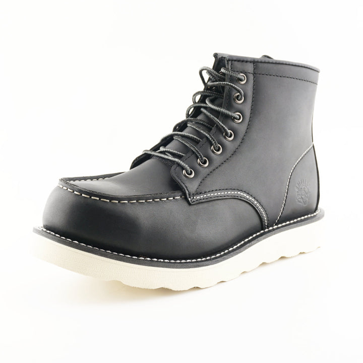 Grinders ALPHA NEW 7 Eyelet Black Brown Leather Rock Safety Steel Cap Lace Up Derby Boots 