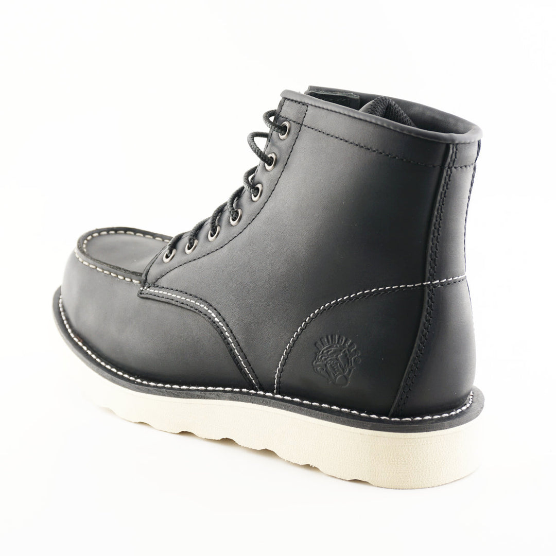 Grinders ALPHA NEW 7 Eyelet Black Brown Leather Rock Safety Steel Cap Lace Up Derby Boots 