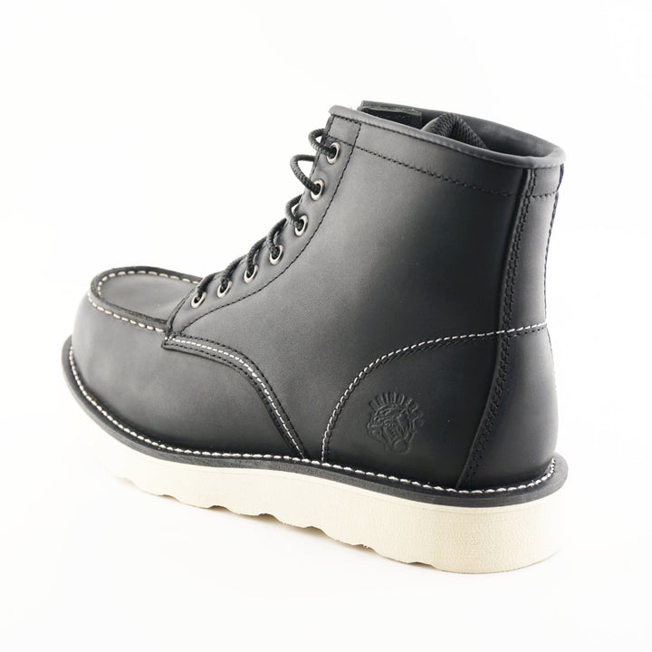 Grinders ALPHA NEW 7 Eyelet Black Brown Leather Rock Safety Steel Cap Lace Up Derby Boots 