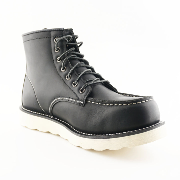 Grinders ALPHA NEW 7 Eyelet Black Brown Leather Rock Safety Steel Cap Lace Up Derby Boots 