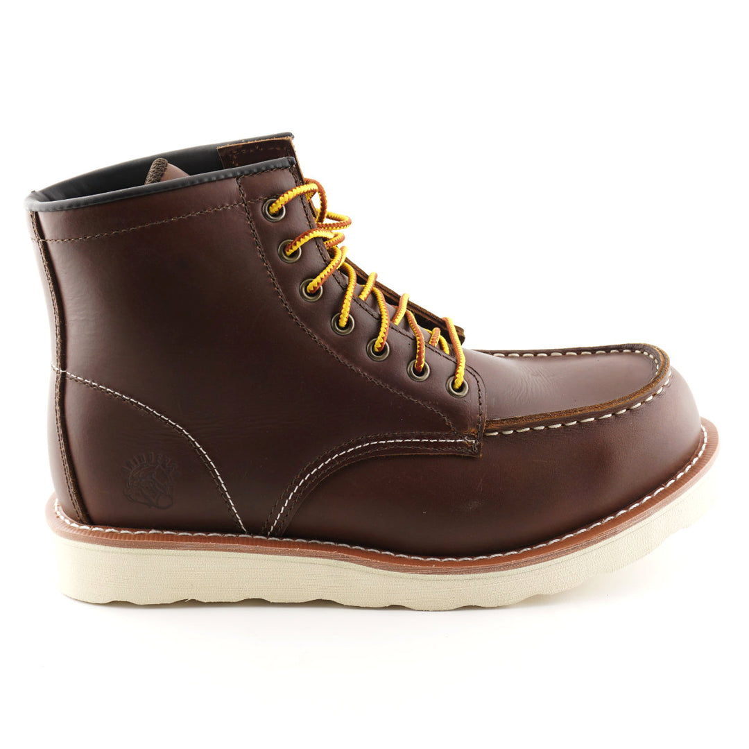 Grinders ALPHA NEW 7 Eyelet Black Brown Leather Rock Safety Steel Cap Lace Up Derby Boots 