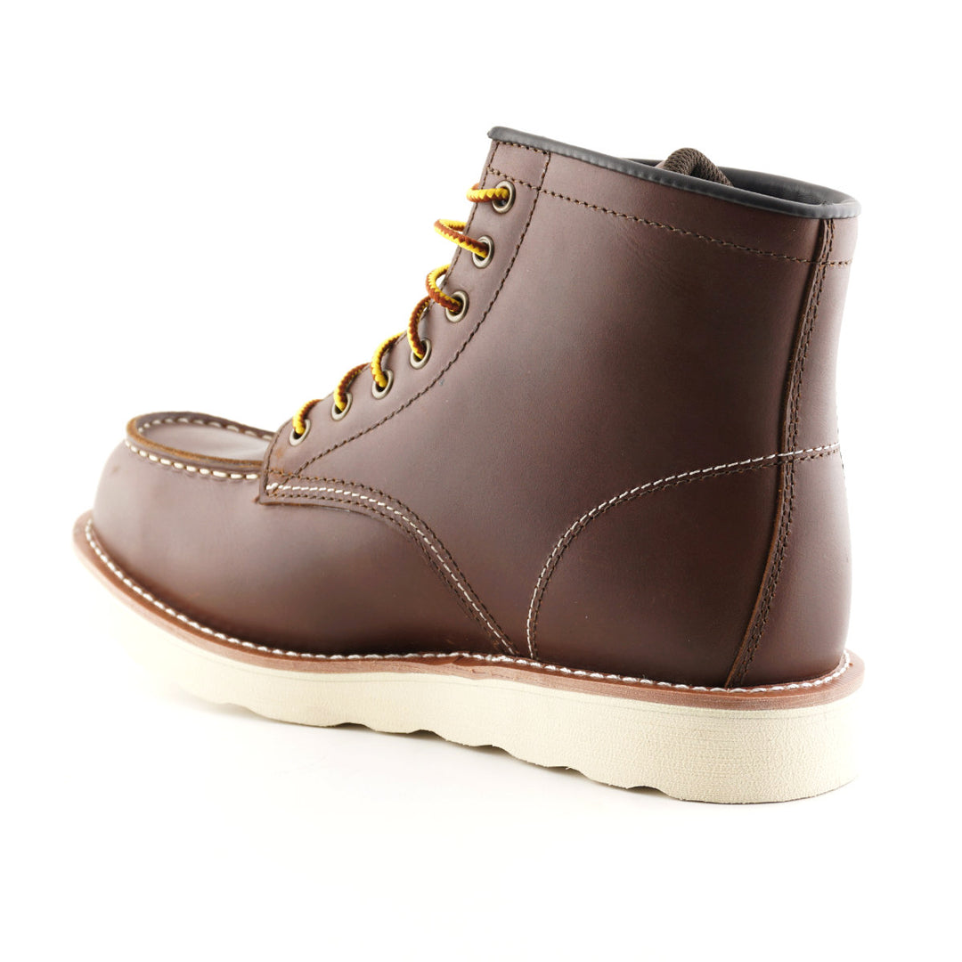 Grinders ALPHA NEW 7 Eyelet Black Brown Leather Rock Safety Steel Cap Lace Up Derby Boots 