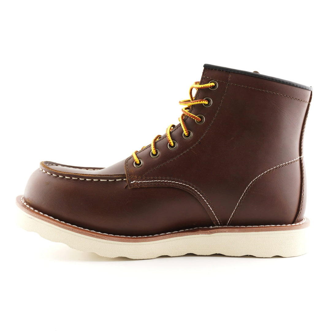 Grinders ALPHA NEW 7 Eyelet Black Brown Leather Rock Safety Steel Cap Lace Up Derby Boots 