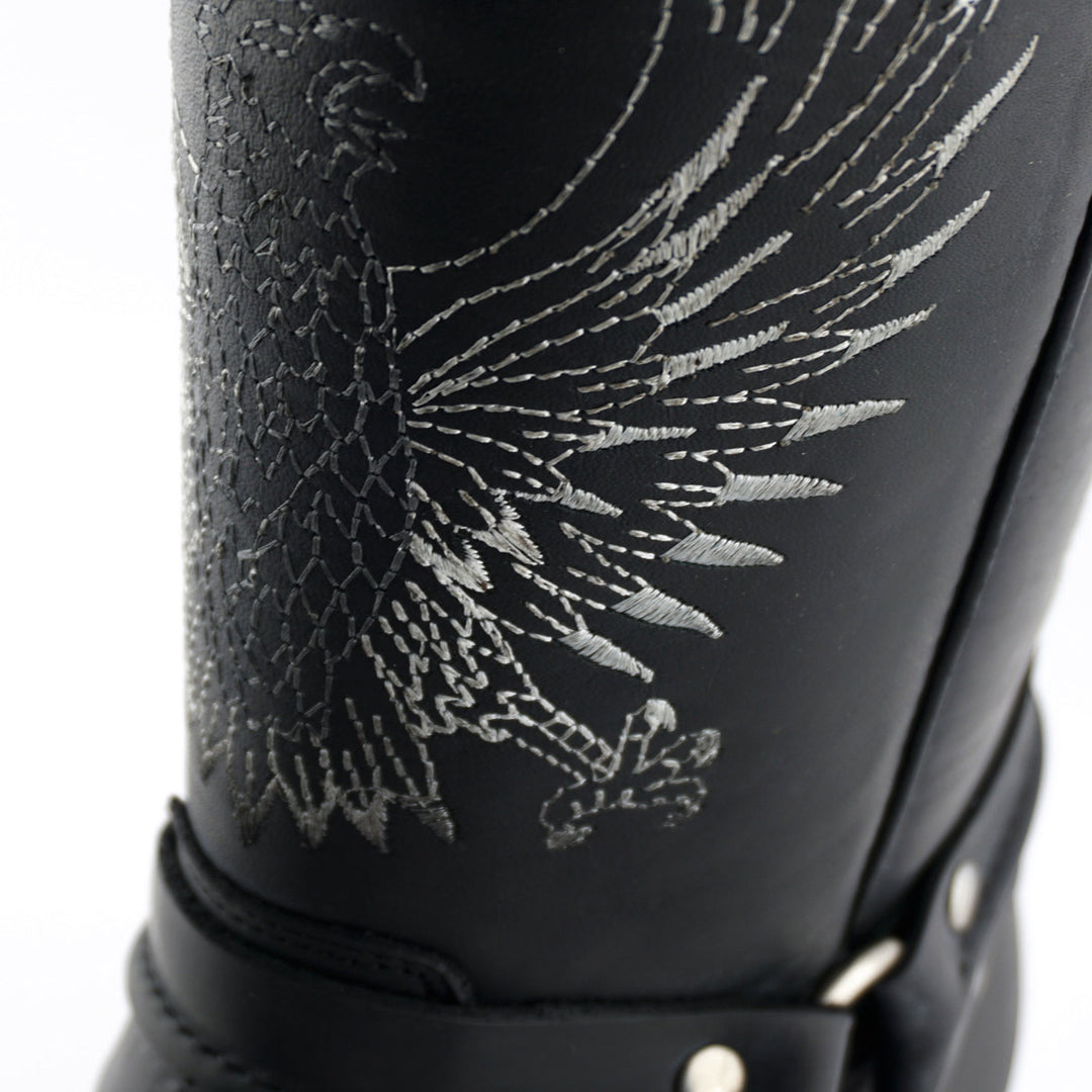 Grinders BALD EAGLE New Rock Square Toe Biker Western Harness Boots Black Brown Leather