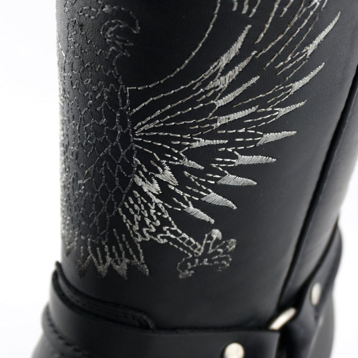 Grinders BALD EAGLE New Rock Square Toe Biker Western Harness Boots Black Brown Leather