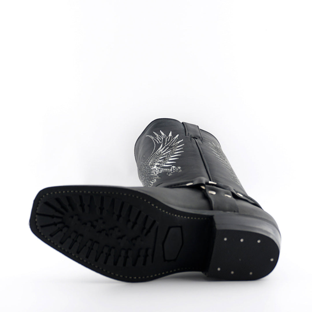 Grinders BALD EAGLE New Rock Square Toe Biker Western Harness Boots Black Brown Leather