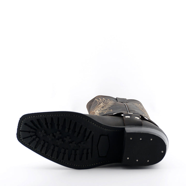 Grinders BALD EAGLE New Rock Square Toe Biker Western Harness Boots Black Brown Leather