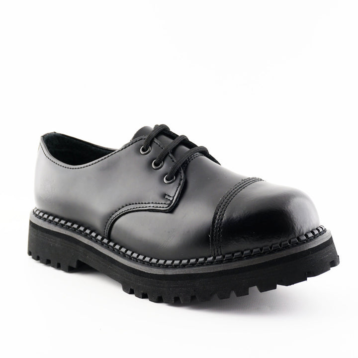 Grinders BOXER Steel Toe Cap Oxford Lace Up Shoes New Gibson Rock Black Leather