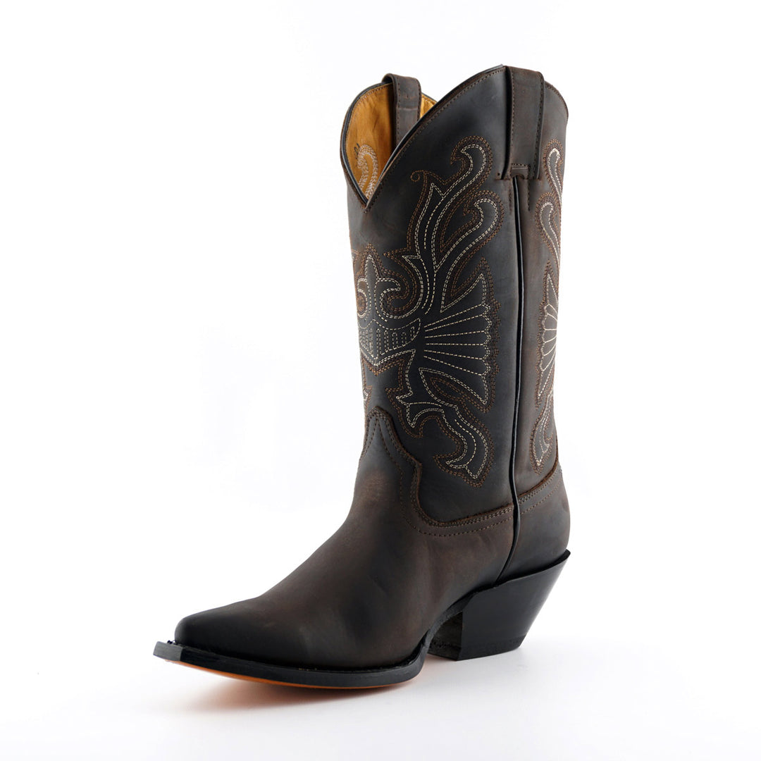 Grinders BUFFALO New Classic Cowboy Western Boots Black Brown Leather