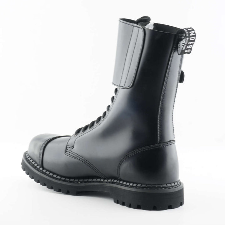 Grinders CAMELOT 14 Eye New Lace Up Rock Twin Buckle Boot Black Leather