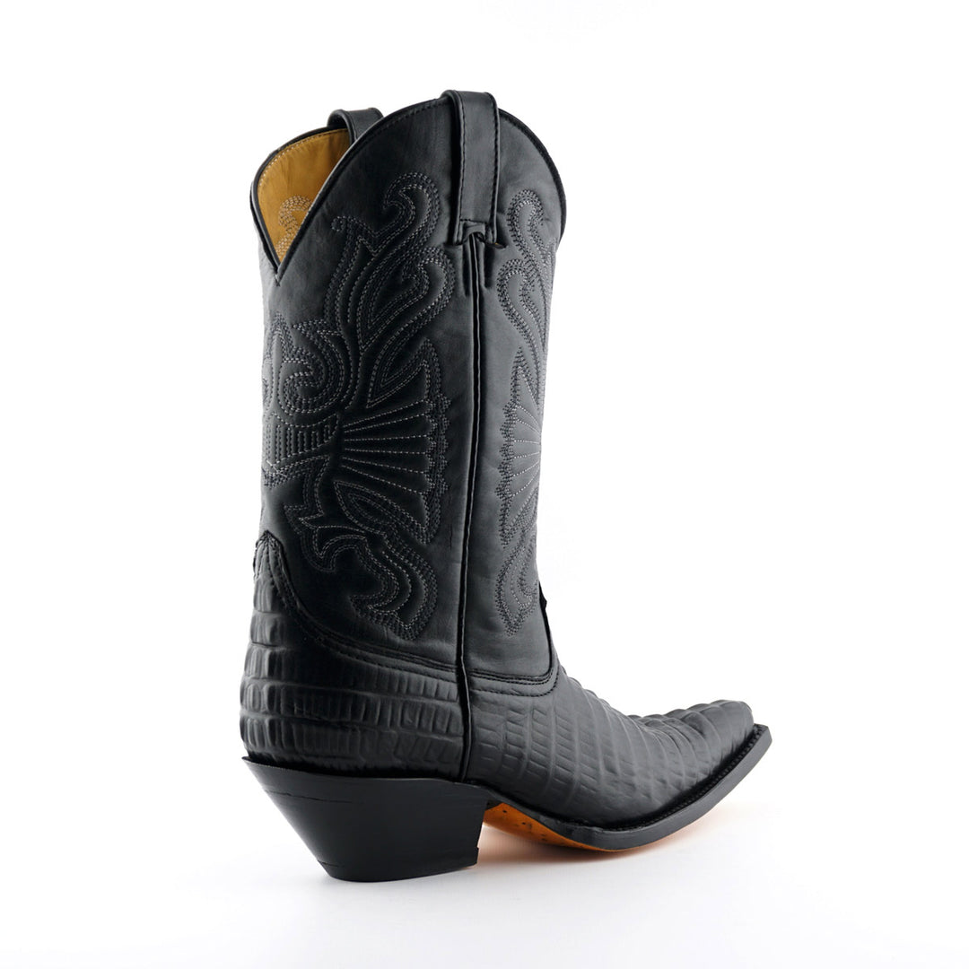 Grinders CAROLINA New Croc Classic Cowboy Western Boots Black Brown Leather