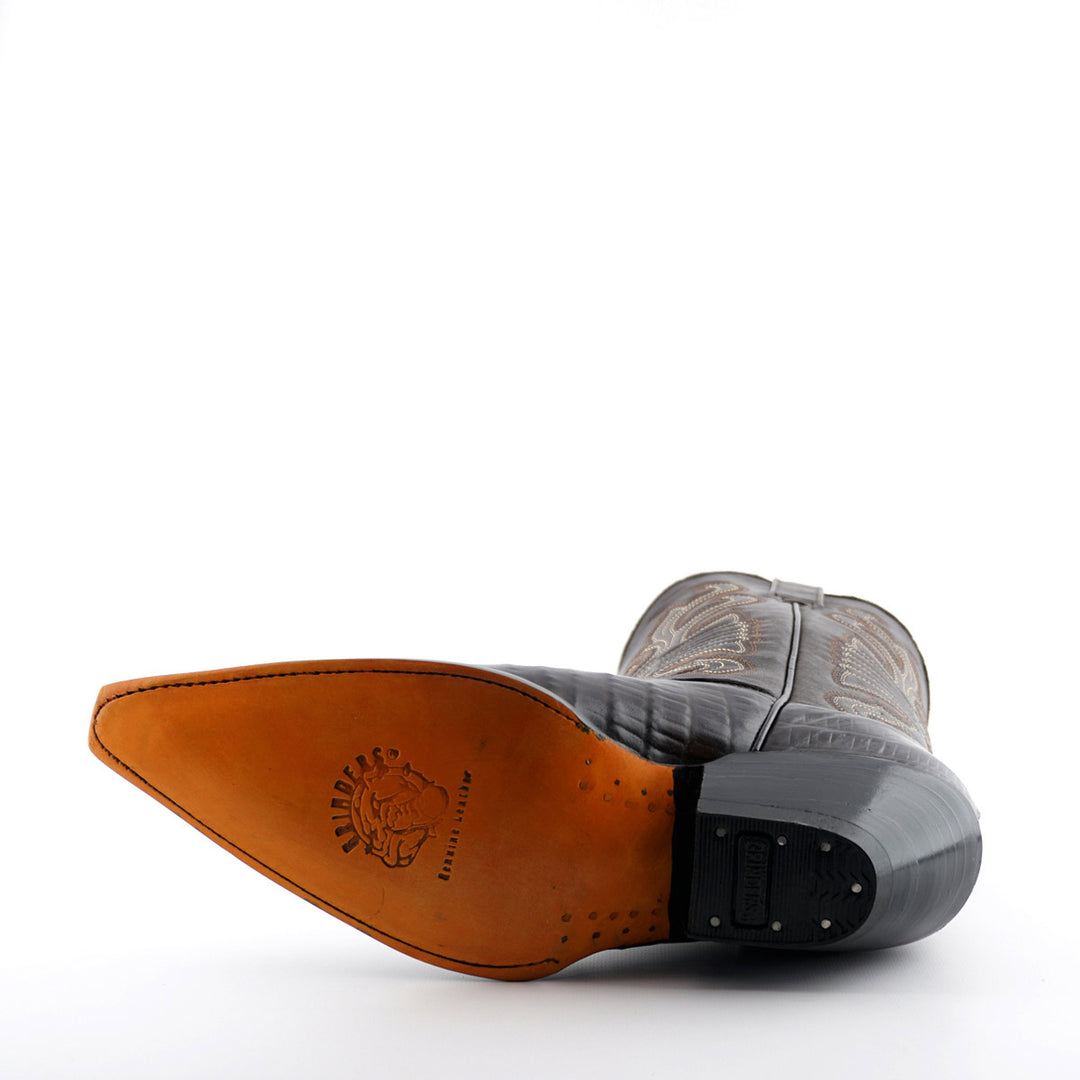 Grinders CAROLINA New Croc Classic Cowboy Western Boots Black Brown Leather