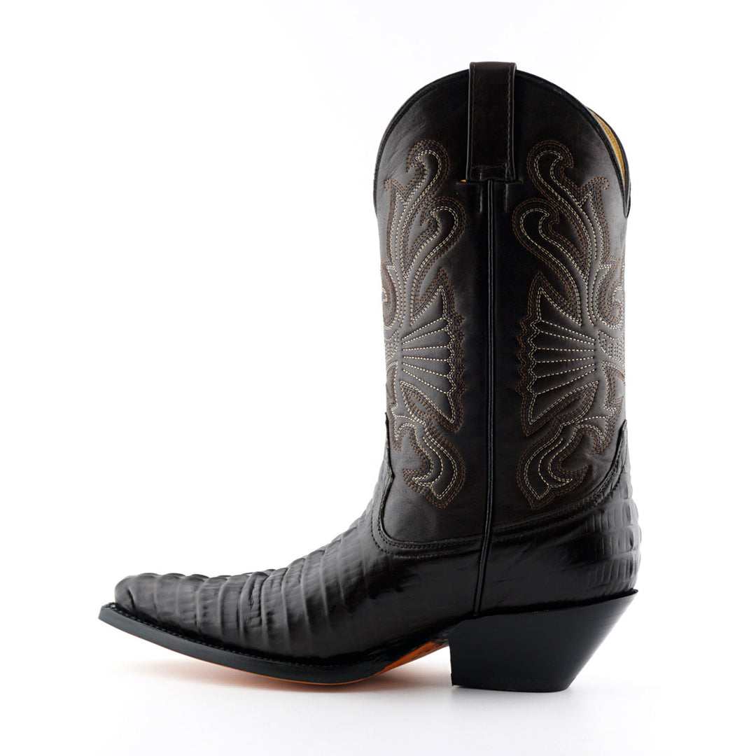 Grinders CAROLINA New Croc Classic Cowboy Western Boots Black Brown Leather