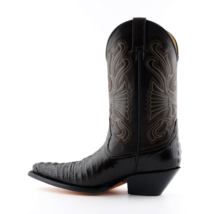 Grinders CAROLINA New Croc Classic Cowboy Western Boots Black Brown Leather