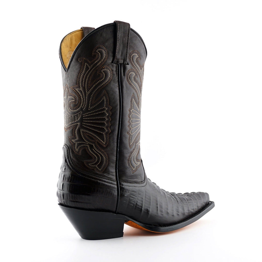 Grinders CAROLINA New Croc Classic Cowboy Western Boots Black Brown Leather