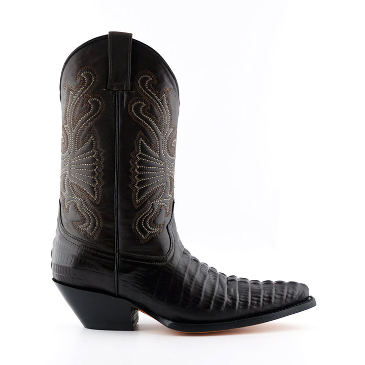 Grinders CAROLINA New Croc Classic Cowboy Western Boots Black Brown Leather
