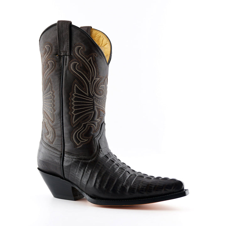 Grinders CAROLINA New Croc Classic Cowboy Western Boots Black Brown Leather