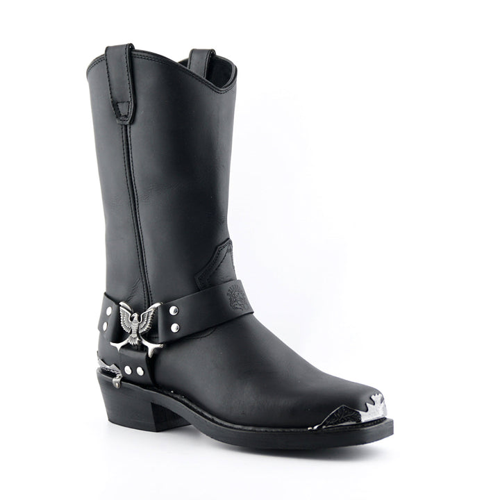 Grinders EAGLE HI New Rock Cowboy Western Biker Boots Black Leather