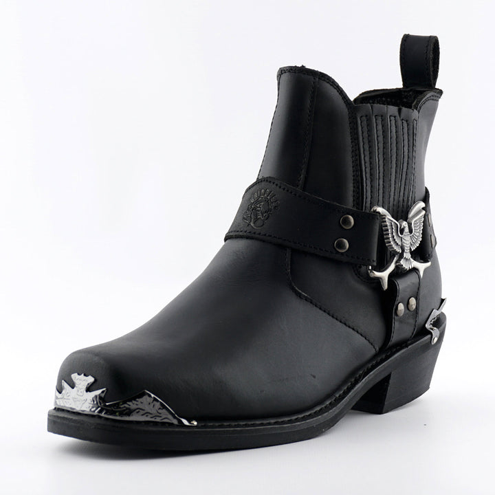 Grinders EAGLE LO New Rock Western Biker Boots Black Leather