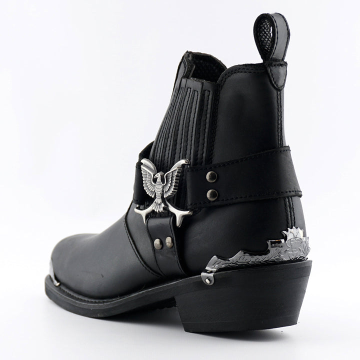 Grinders EAGLE LO New Rock Western Biker Boots Black Leather