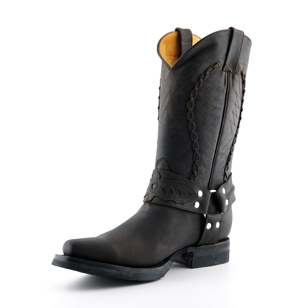 Grinders GALVESTON New Rock Classic Cowboy Western Biker Boots Black Brown Leather