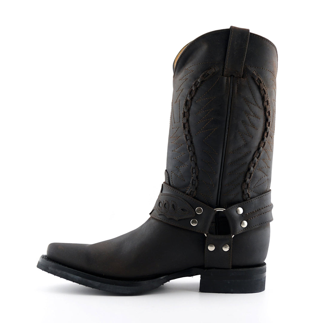 Grinders GALVESTON New Rock Classic Cowboy Western Biker Boots Black Brown Leather