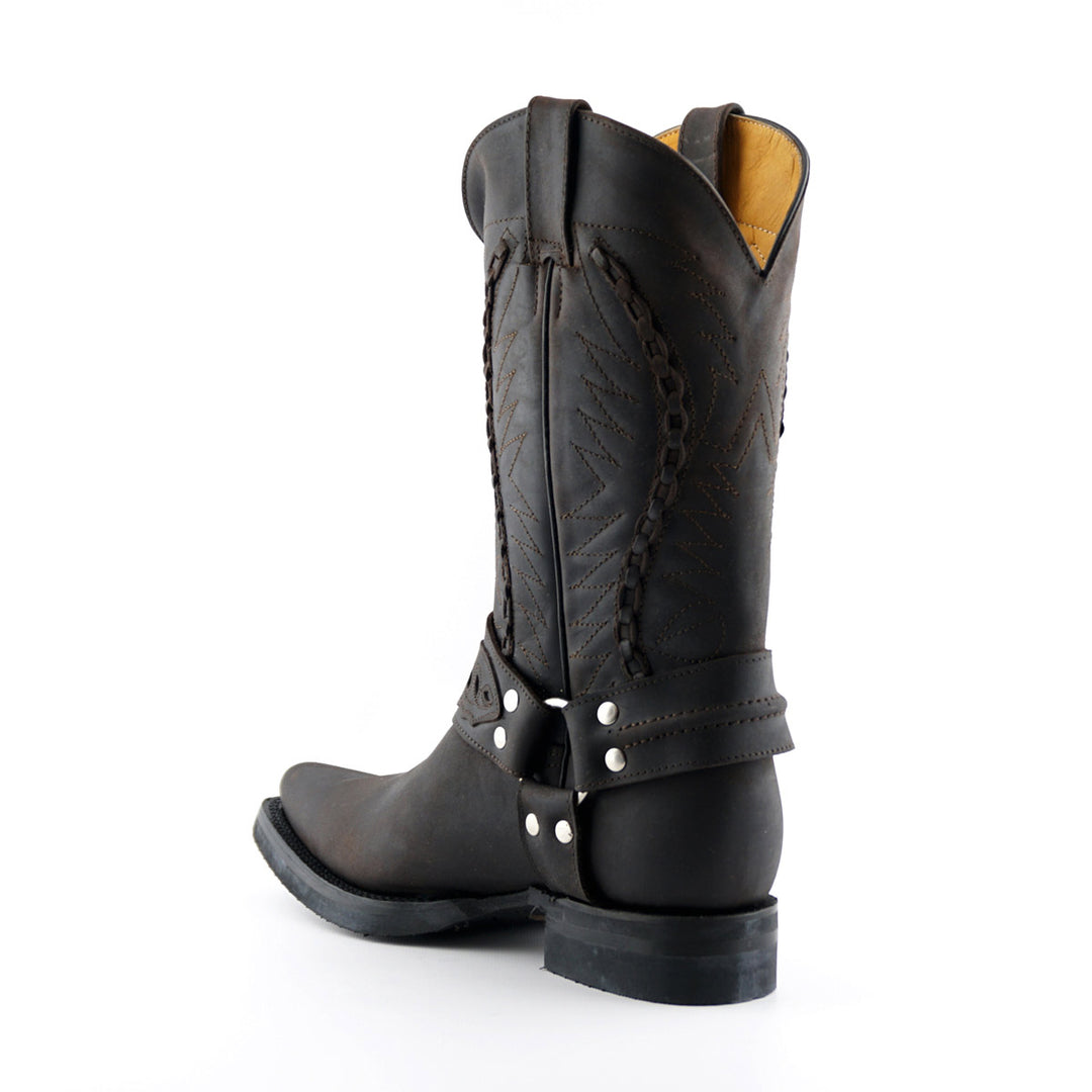 Grinders GALVESTON New Rock Classic Cowboy Western Biker Boots Black Brown Leather