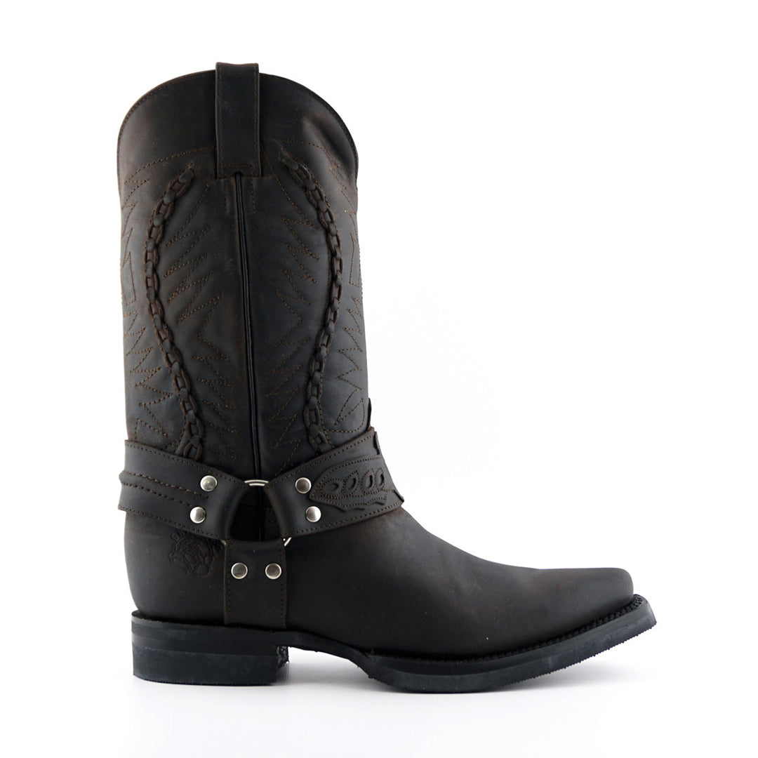 Grinders GALVESTON New Rock Classic Cowboy Western Biker Boots Black Brown Leather