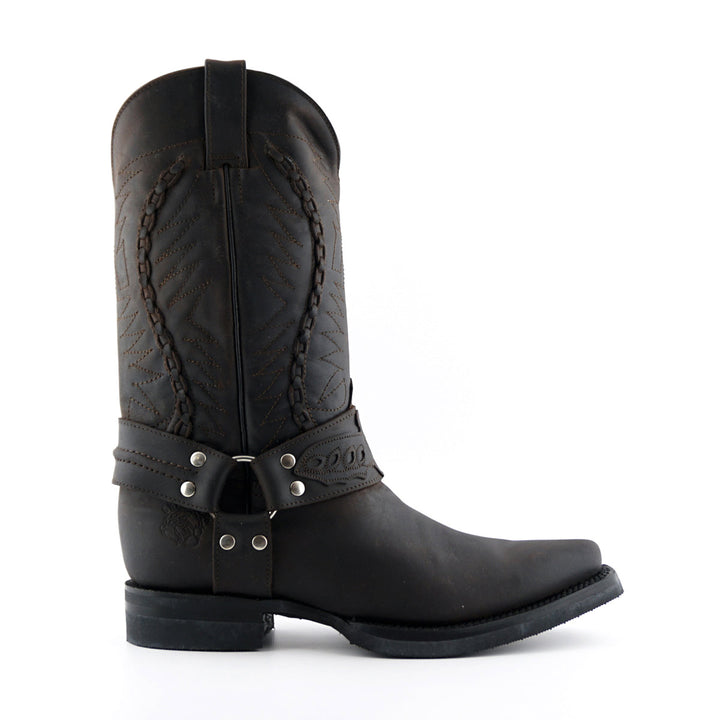 Grinders GALVESTON New Rock Classic Cowboy Western Biker Boots Black Brown Leather