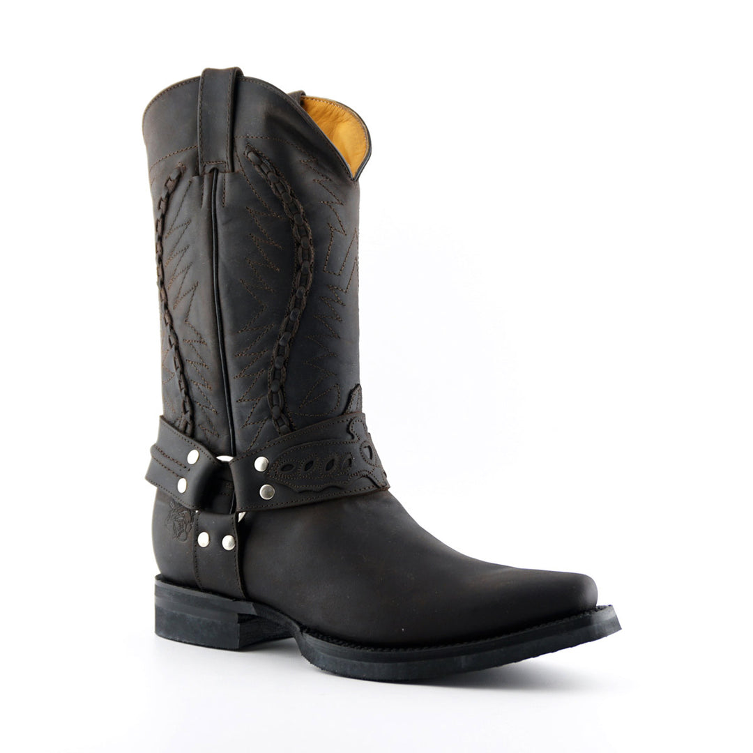 Grinders GALVESTON New Rock Classic Cowboy Western Biker Boots Black Brown Leather