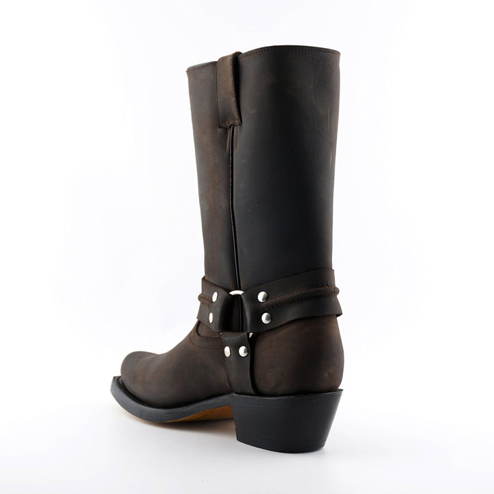 Grinders HARNESS HI New Classic Rock Boots Square Toe Biker Western Boots Black Brown Leather