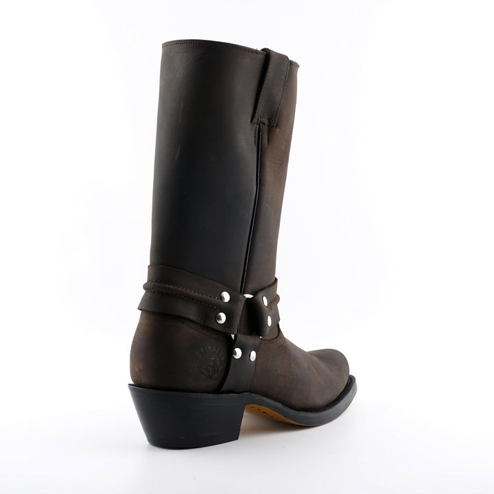 Grinders HARNESS HI New Classic Rock Boots Square Toe Biker Western Boots Black Brown Leather