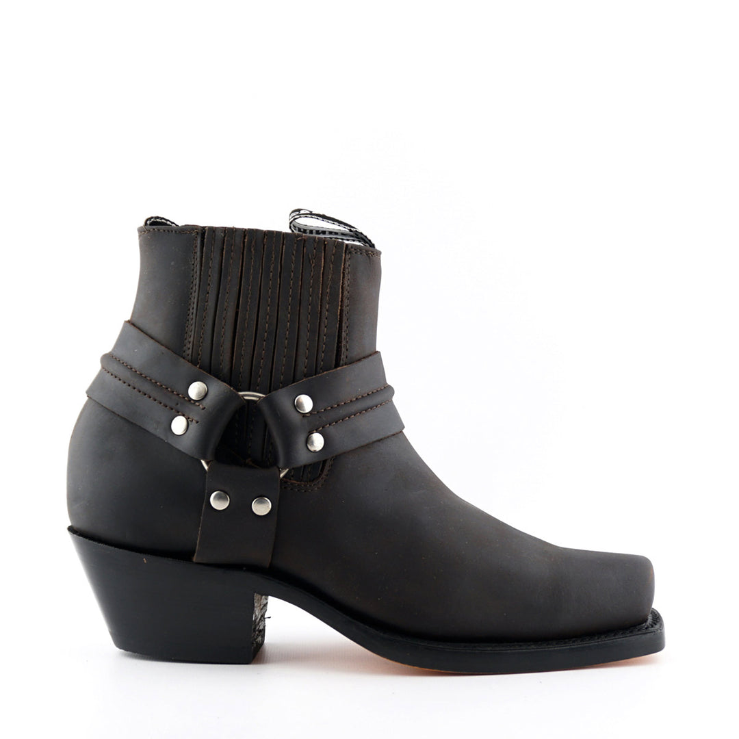 Grinders HARNESS LO New Rock Square Toe Short Ankle Boots Black Brown Leather