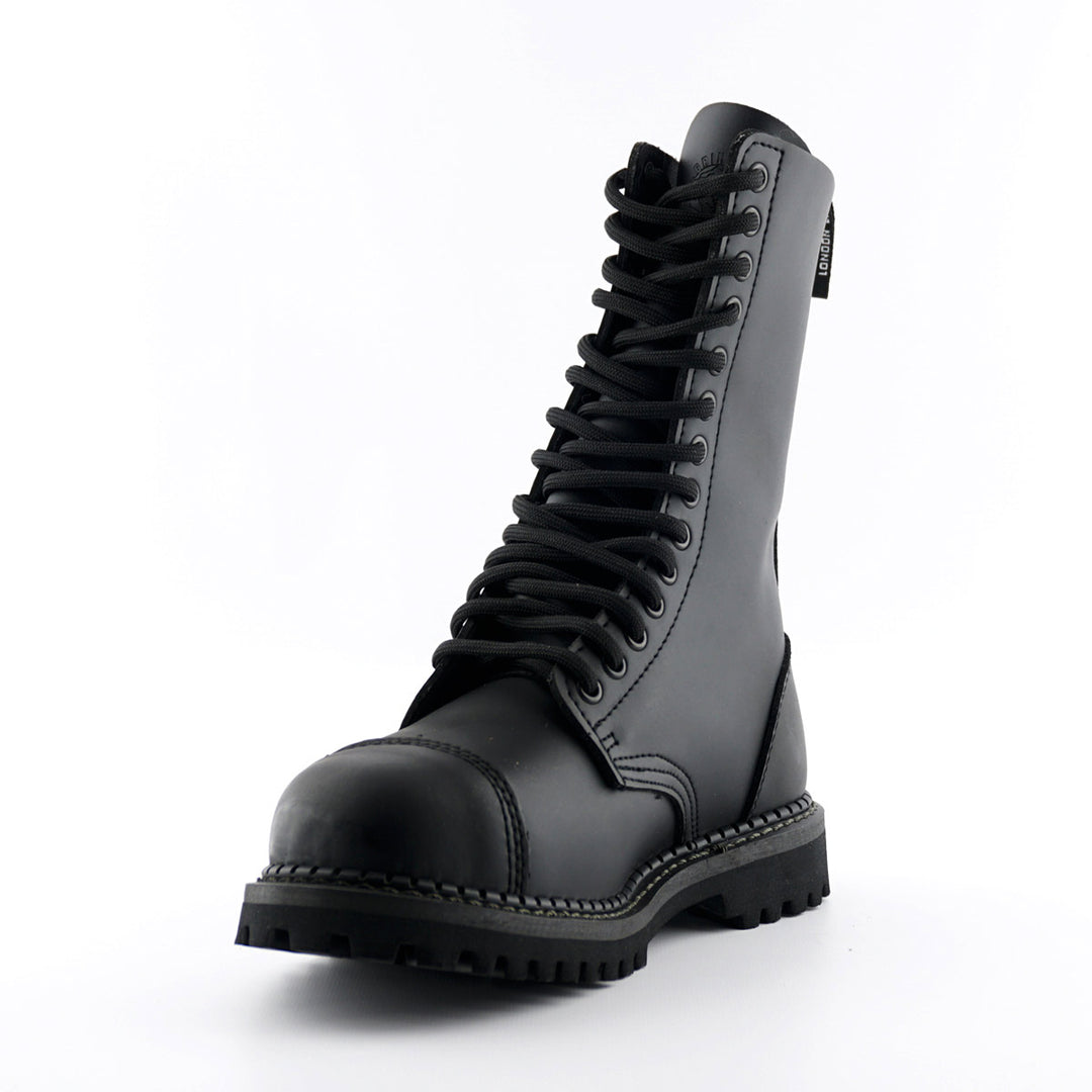 Grinders HERALD New 14 Eyelet Rock Steel Toe Cap Boots Black Leather