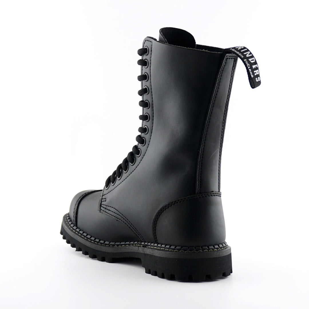 Grinders HERALD New 14 Eyelet Rock Steel Toe Cap Boots Black Leather