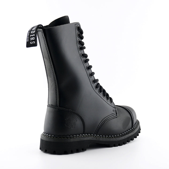 Grinders HERALD New 14 Eyelet Rock Steel Toe Cap Boots Black Leather