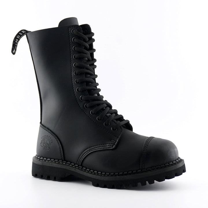 Grinders HERALD New 14 Eyelet Rock Steel Toe Cap Boots Black Leather