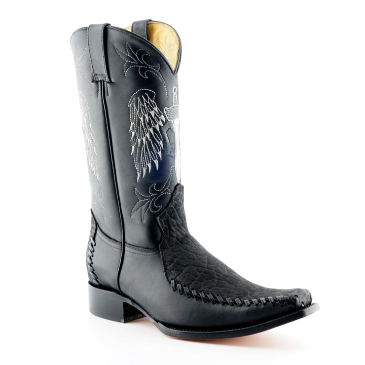 Grinders KANSAS New Cowboy Western Biker Rock Boots Black Brown Leather Square Toe