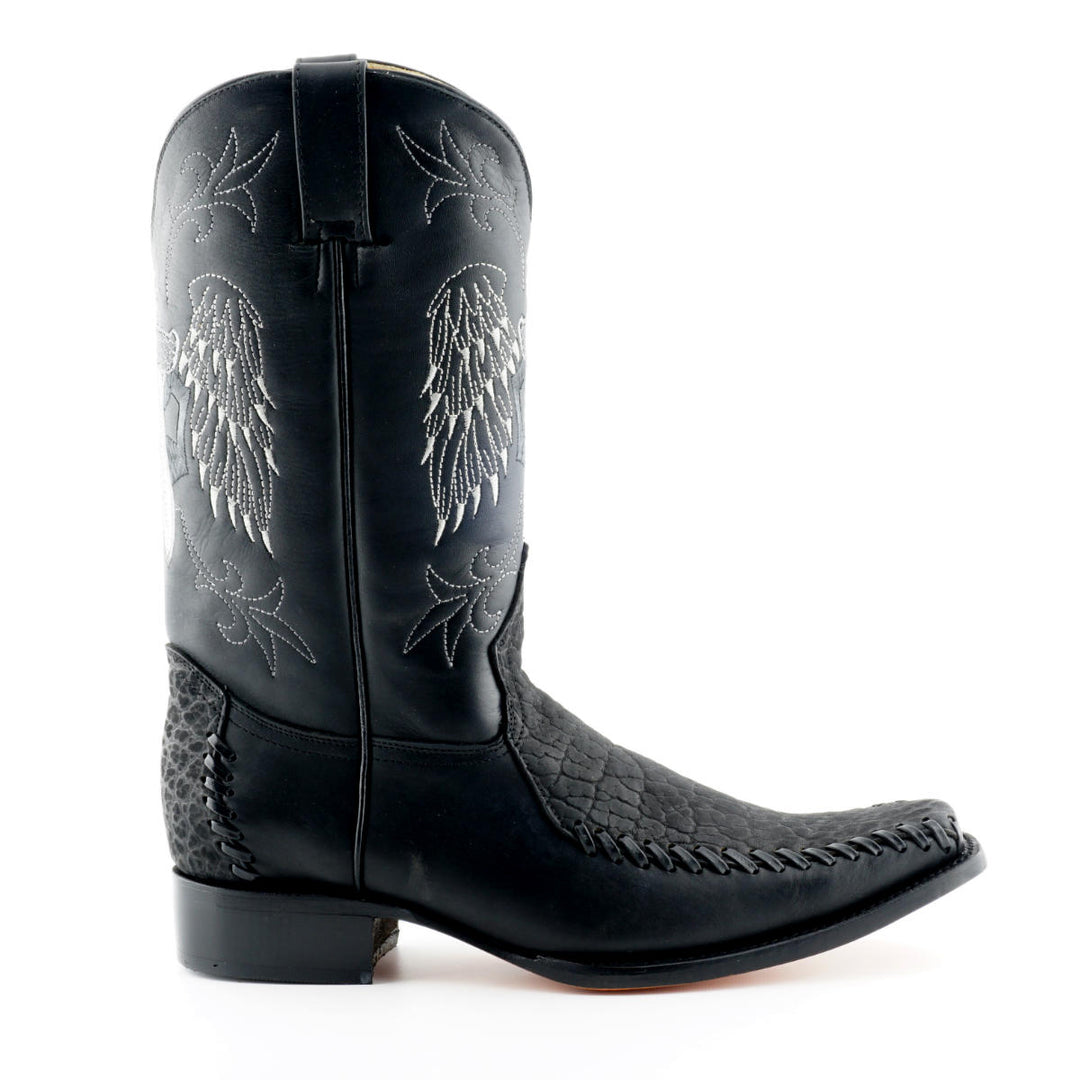 Grinders KANSAS New Cowboy Western Biker Rock Boots Black Brown Leather Square Toe