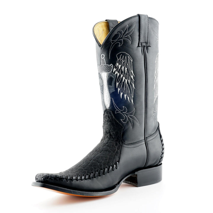 Grinders KANSAS New Cowboy Western Biker Rock Boots Black Brown Leather Square Toe