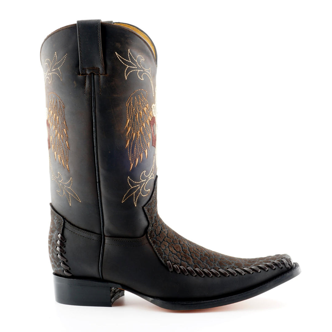 Grinders KANSAS New Cowboy Western Biker Rock Boots Black Brown Leather Square Toe