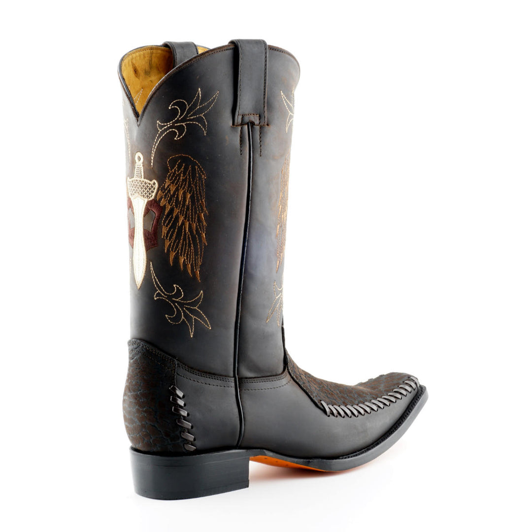 Grinders KANSAS New Cowboy Western Biker Rock Boots Black Brown Leather Square Toe