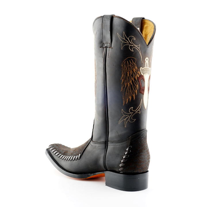 Grinders KANSAS New Cowboy Western Biker Rock Boots Black Brown Leather Square Toe