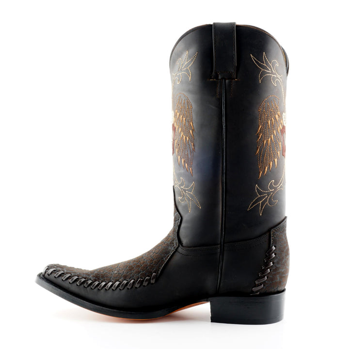 Grinders KANSAS New Cowboy Western Biker Rock Boots Black Brown Leather Square Toe